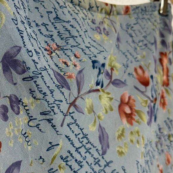 Y2K Chadwicks 6 Silk Blue Skirt Floral Cottage Romantic Fairy Coquette Ballet - Picture 4 of 11
